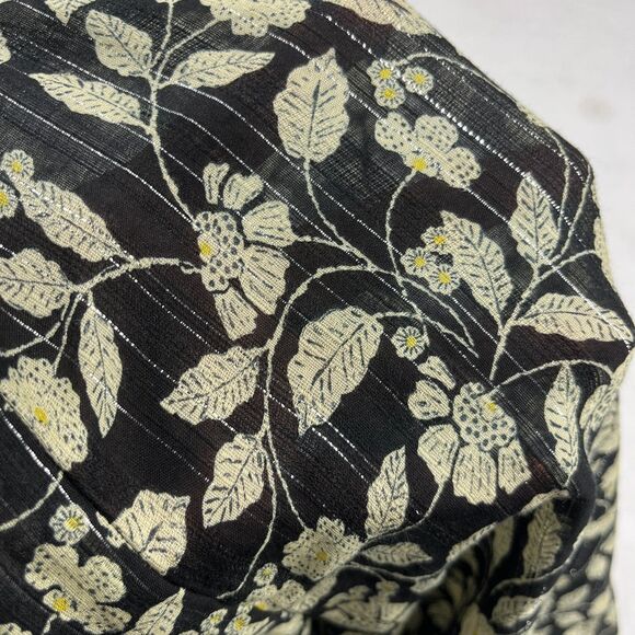 ZARA Wide Leg Pants Floral Elastic High Waisted Flowy Semi Sheer Pockets SMALL - Picture 11 of 13